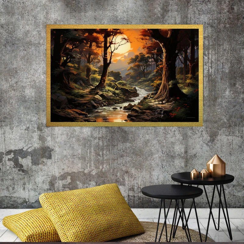 تابلو بکلیت طرح طبیعت و جنگل مدل قاب شاسی T-S7533