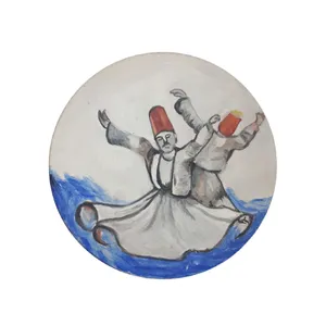 بشقاب دیوارکوب سفالی طرح رقص سماع کد k33_h  