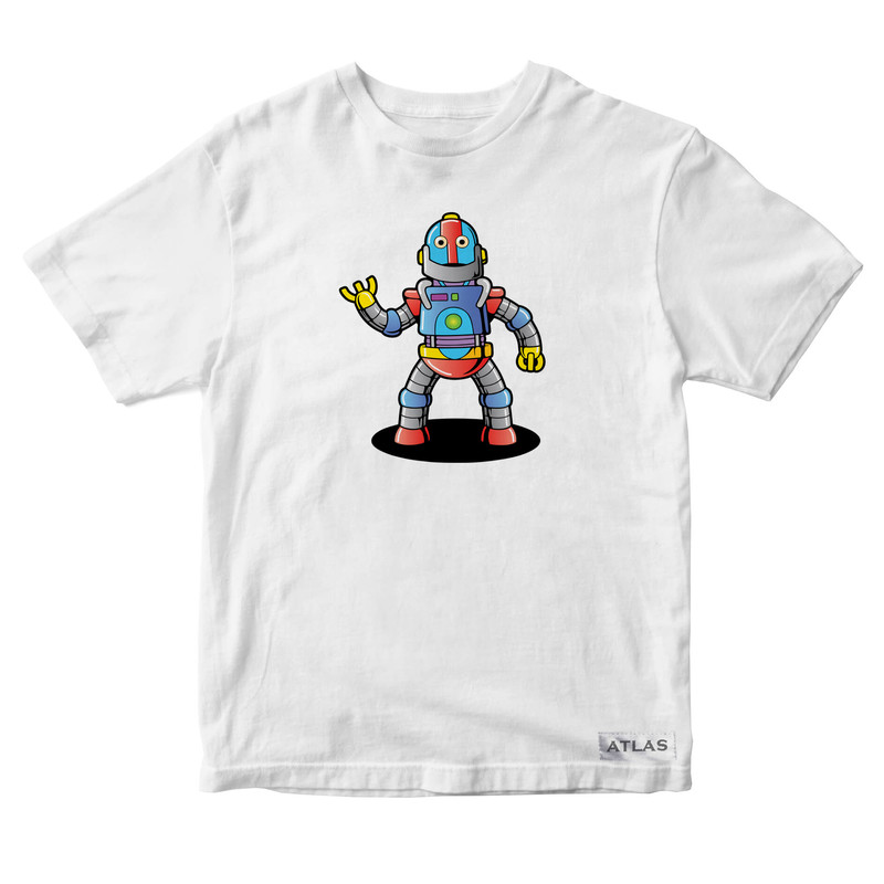 تی شرت آستین کوتاه پسرانه مدل ربات کد SH050 رنگ سفید