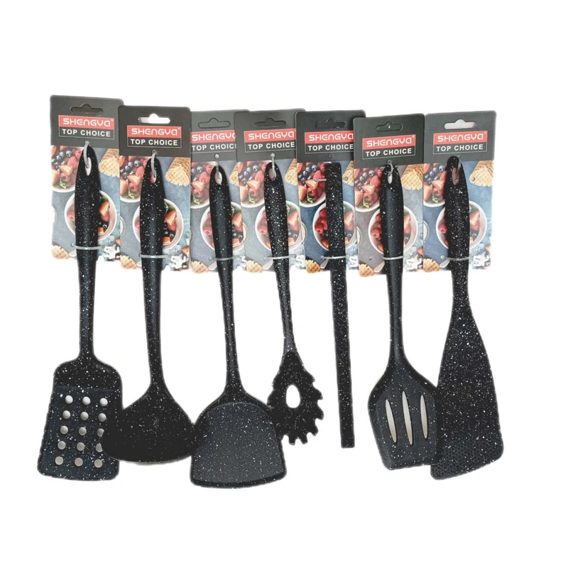 سرویس کفگیر و ملاقه 7 پارچه شنگیا مدل سیلیکونی کد 0007