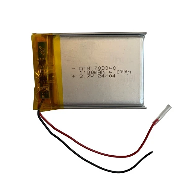 باتری لیتیومی مدل 703040 ظرفیت 1100 میلی آمپر ساعت 