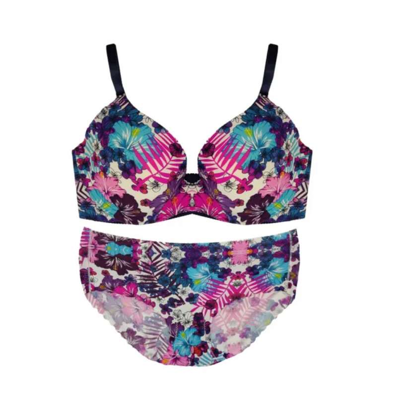 ست شورت و سوتین زنانه مدل لیزری اسفنجی گلدار