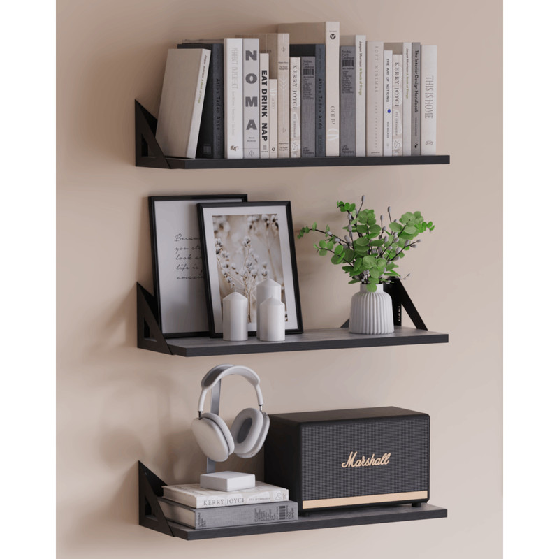 شلف دیواری دینیال مدل مثلثی کد DN4015 مجموعه سه عددی