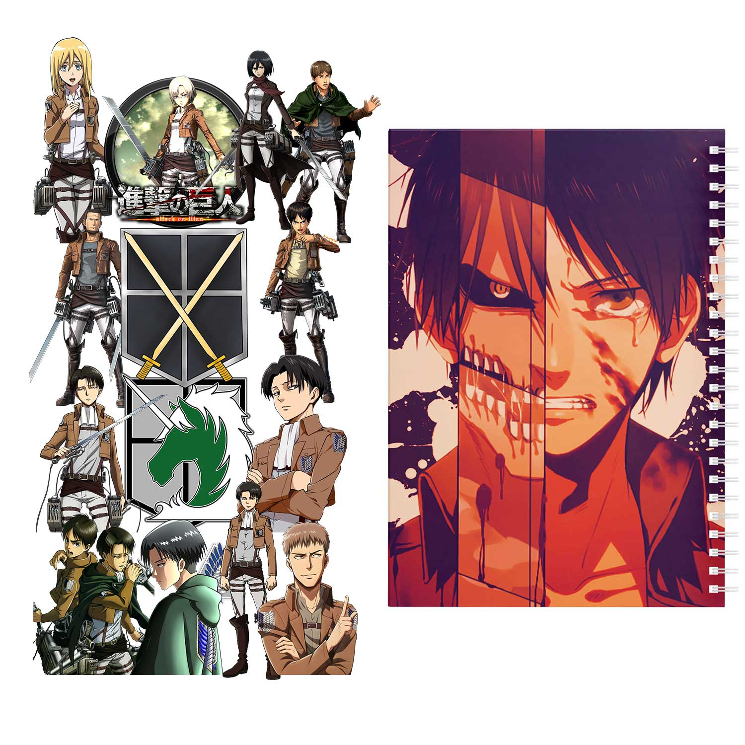 دفتر مشق باژیکان طرح Attack On Titan کد 20211440 به همراه استیکر مجموعه 14 عددی