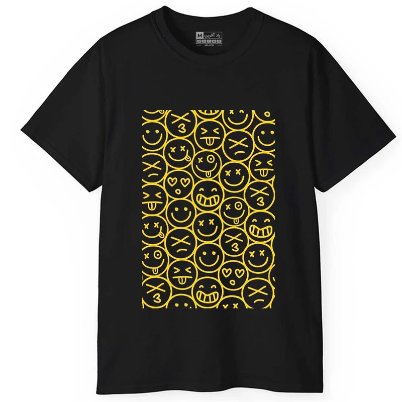 تی‌شرت آستین کوتاه مردانه پاد آفرین مدل صورتک های خندان کد 78