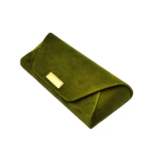 کیف عینک مدل مخملی رنگ سبز