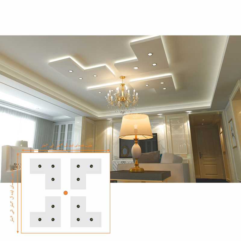 کناف پیش ساخته سقف مدل آرک طرح چند وجهی کد LS4 بسته 4 عددی