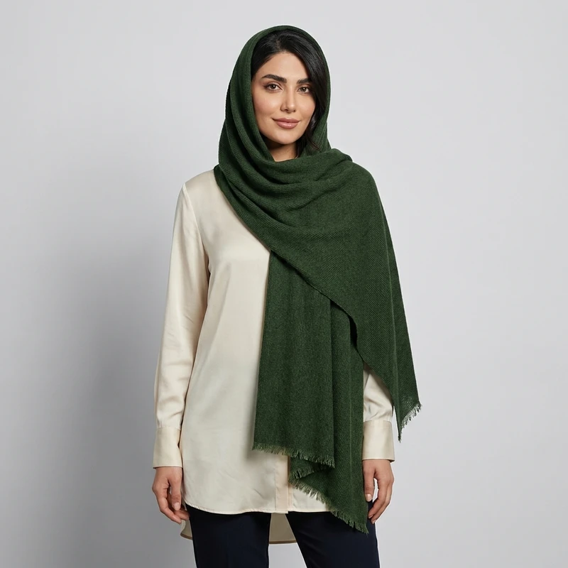 شال نخ زنانه مدل کبریتی با طول و عرض 69×187 سانتی‌متر