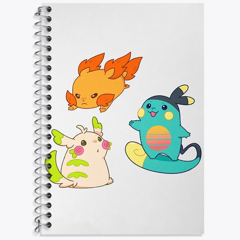 دفتر زبان 50 برگ خندالو مدل دو خط طرح بازی پوکمون (pokemon) کد 32700