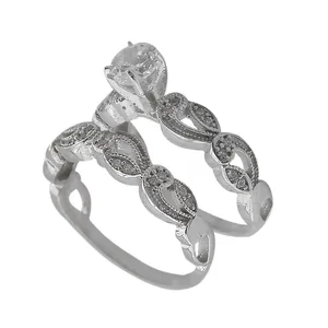 انگشتر نقره زنانه مدل SL-O0as مجموعه 2 عددی