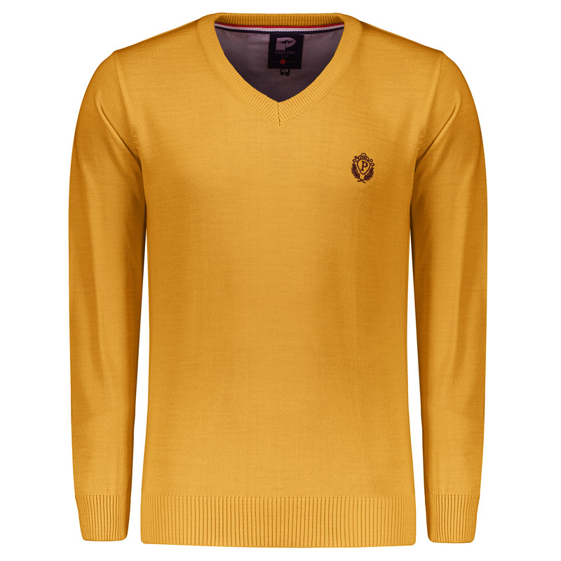 پلیور مردانه تریکو پاییزان مدل P700 رنگ خردلی روشن