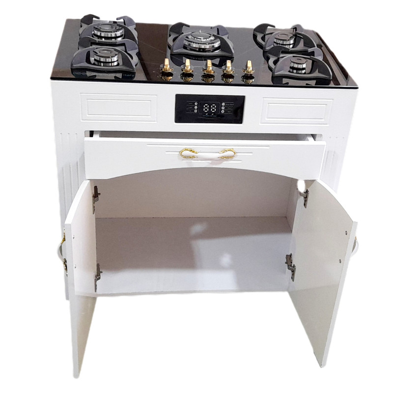 اجاق گاز 5 شعله هاکان مدل رو شیشه  فندک دار دو درب جا قاشوقی /PADISN/