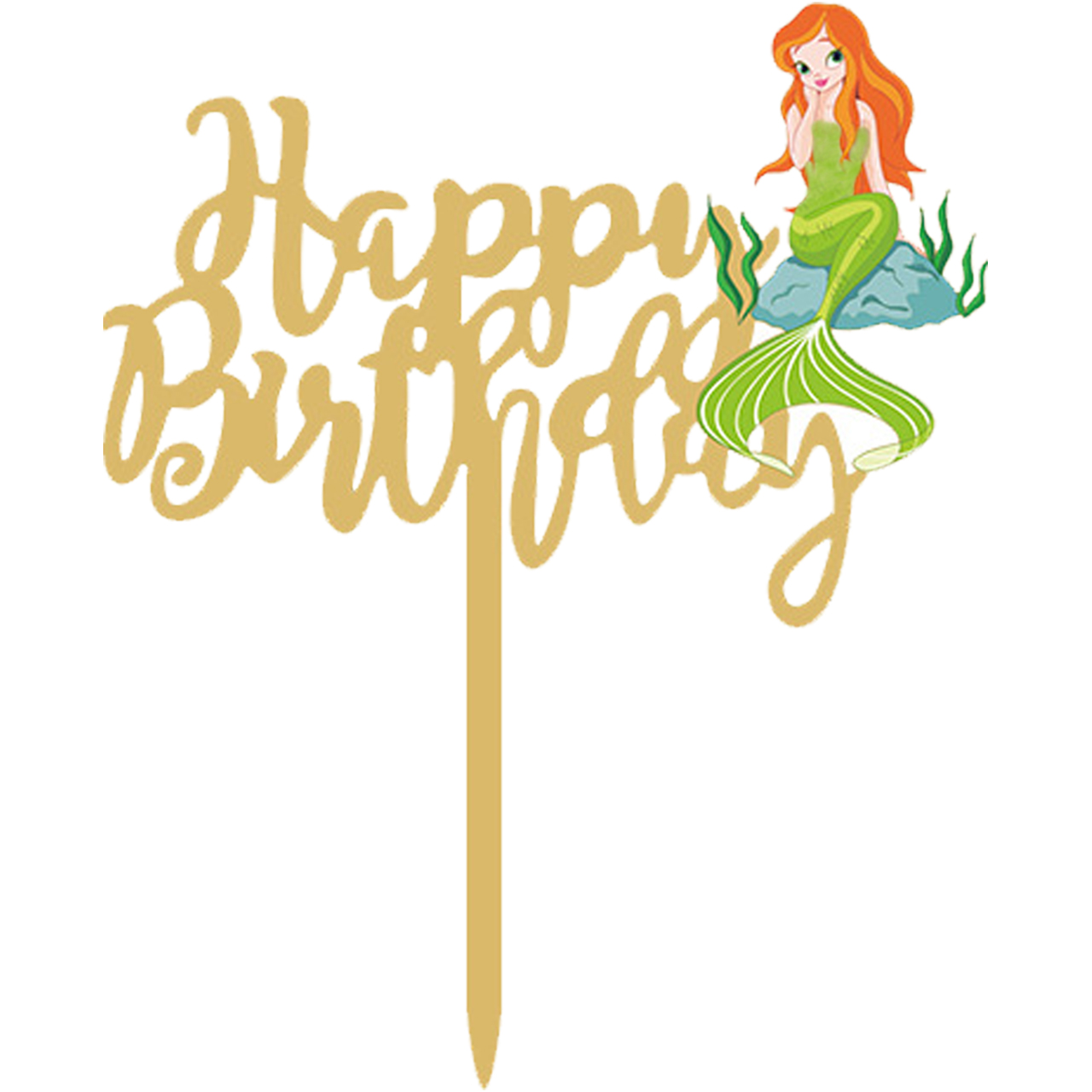تاپر کیک لاکی بالونز مدل Happy Birthday طرح پری دریایی کد Mermaid01
