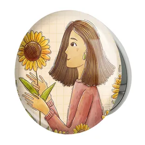 آینه جیبی خندالو طرح دخترونه مدل تاشو کد 6114 