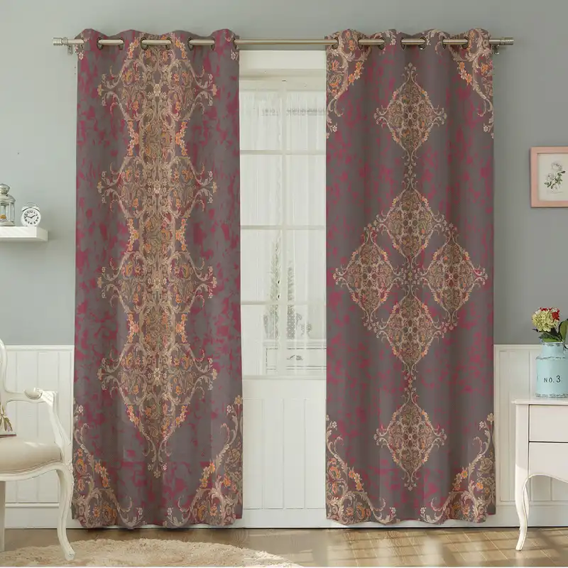 پرده نیروانا طرح  سنتی مدل مخمل کد 4726 سایز 140×280 سانتی متر