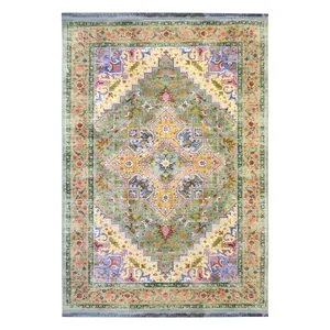 فرش ماشینی 1200 شانه زمینه سبز حاشیه سبز مدل 1093
