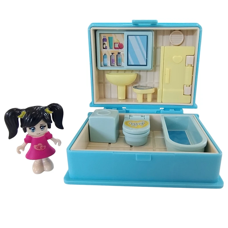ست اسباب بازی لوازم خانه مدل خانه عروسکی مینیاتوری طرح سرویس بهداشتی و حمام