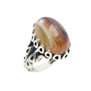 انگشتر نقره مردانه مدل عقیق سلیمانی کد 30925