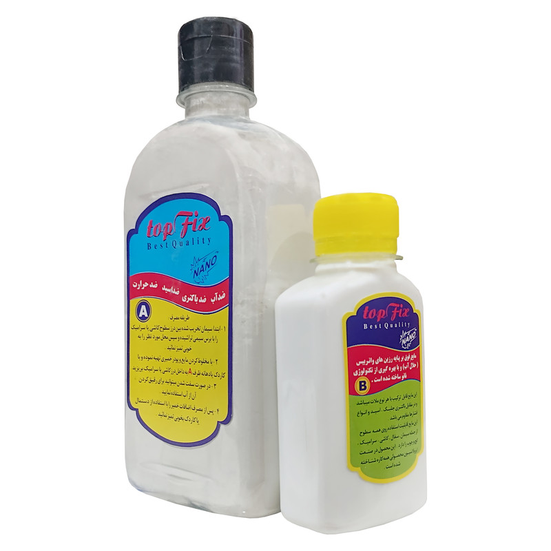 دوغاب درزگیر دوجزئی ضد اسید حمام و توالت تاپ فیکس مدل نانو وزن 500 گرم