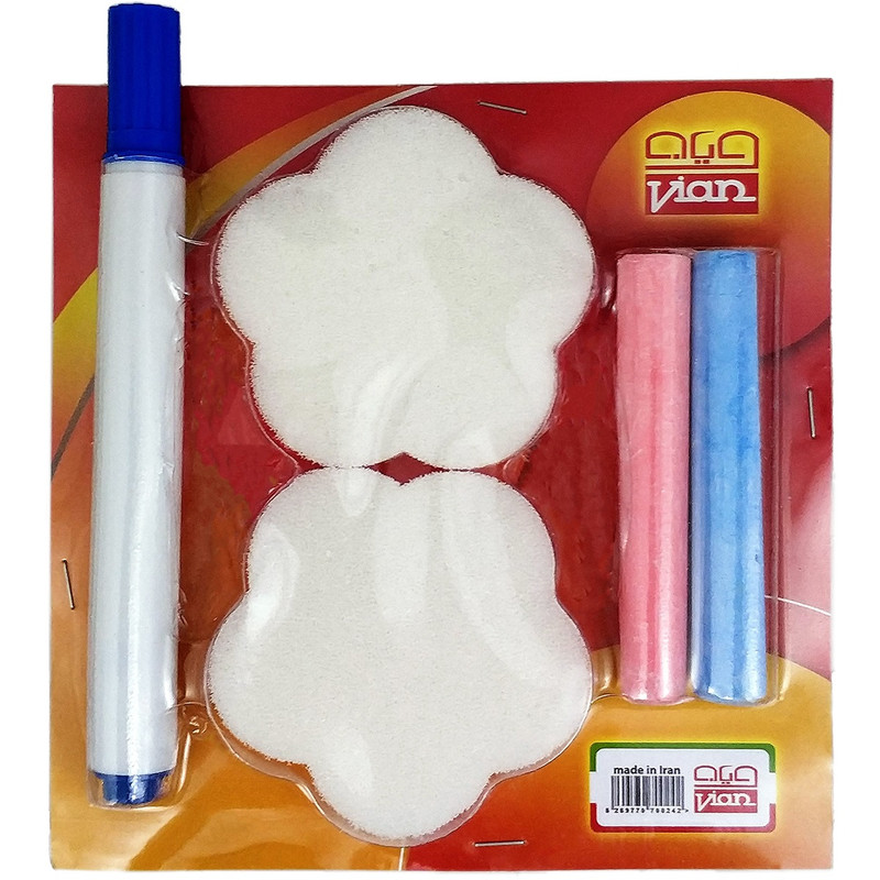 تخته وایت بورد ویان مدل EB75-Dragon-Trainers سایز 45 × 30 سانتی‌متر به همراه پاکن، ماژیک و گچ