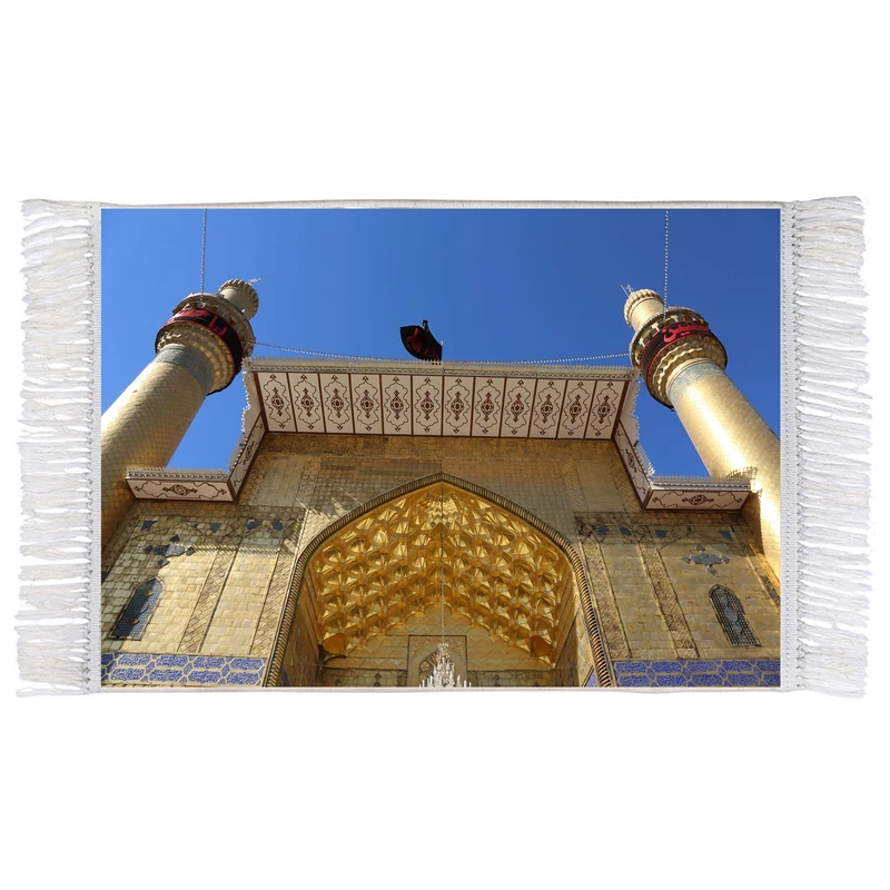 فرش ماشینی دیوارکوب اطلس آبی مدل حرم حضرت علی کد T4078