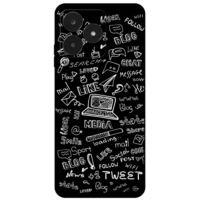 کاور مگافون طرح رسانه های اجتماعی مدل 1898 مناسب برای گوشی موبایل ریلمی C51    