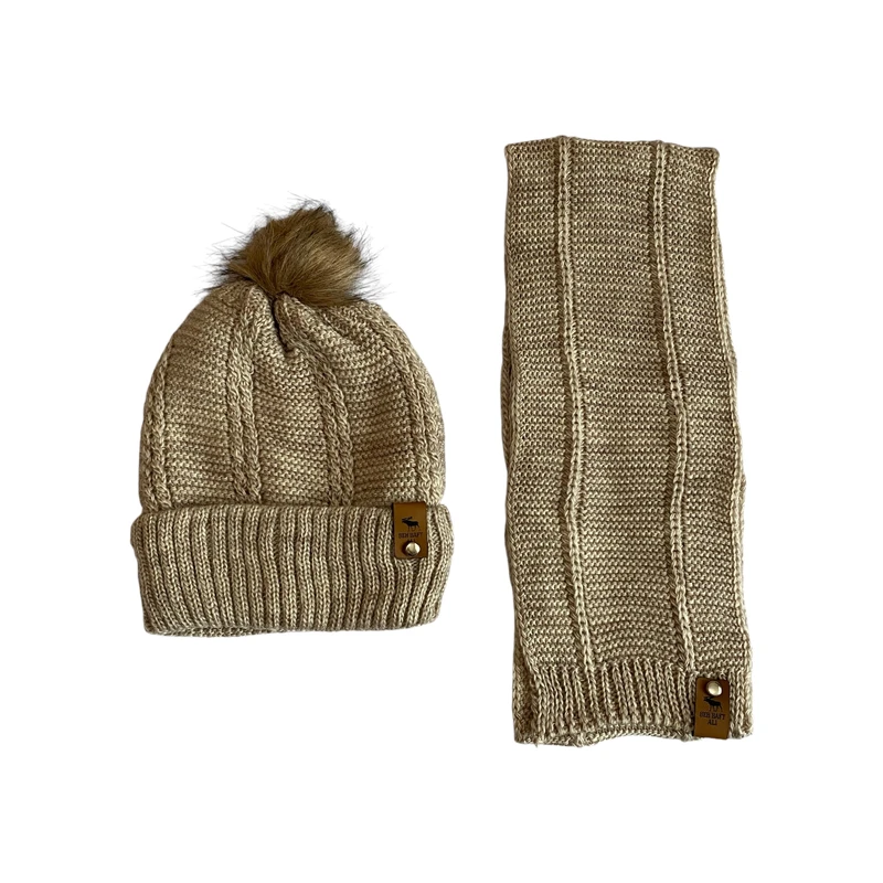 ست کلاه و شال گردن بافتنی بچگانه مدل داخل خز