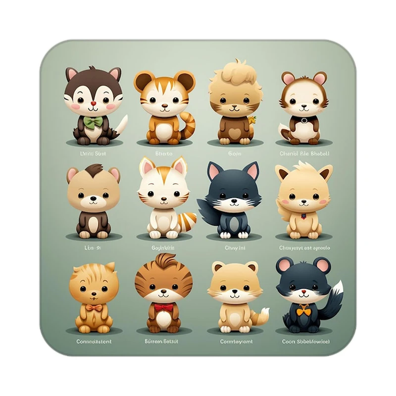 زیر لیوانی کاکتی طرح حیوانات کارتونی مدل mp28634