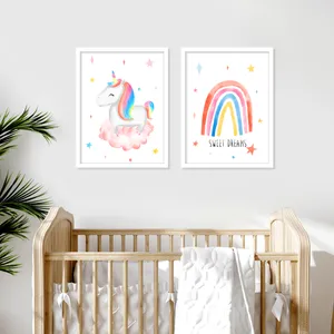 تابلو کودک و نوزاد بکلیت مدل اسب تک شاخ M083 مجموعه 2 عددی 