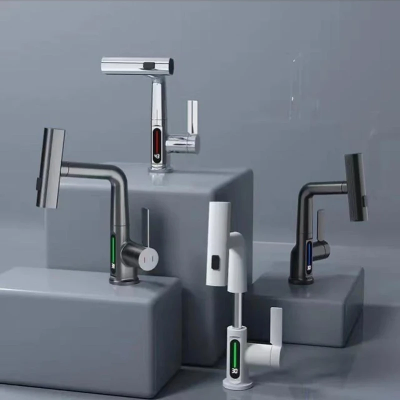 عکس شماره 7 : شیر روشویی آسانسوری مدل شاوری نمایشگردار و ال ای دی دار