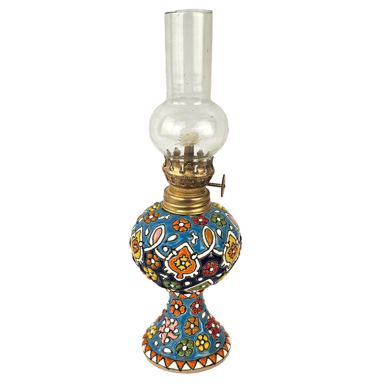 چراغ گرد سوز مینا کاری مدل اسلیمی 