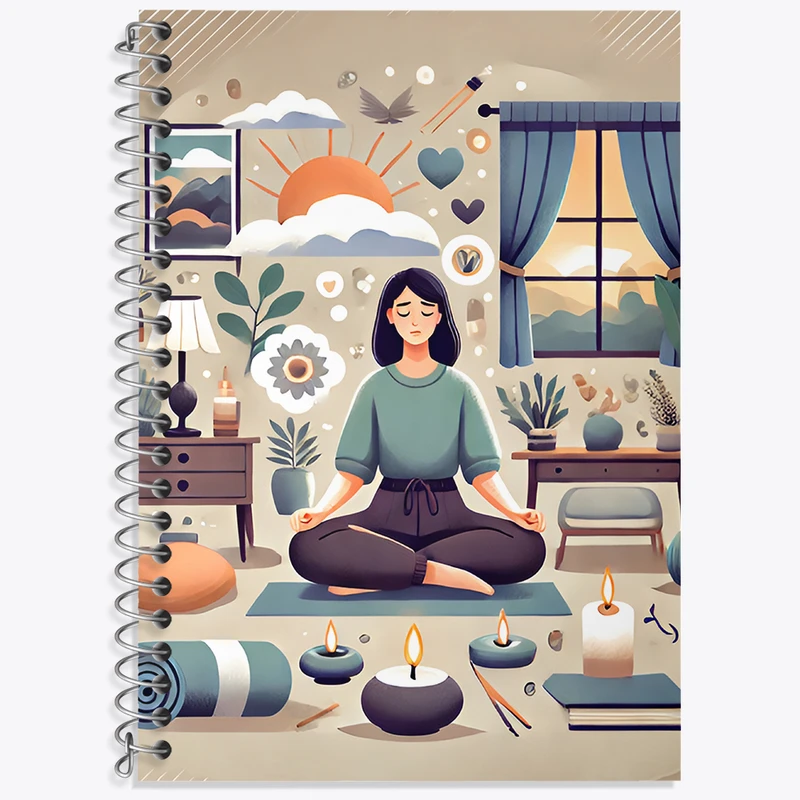 دفتر زبان 50 برگ خندالو مدل سه خط طرح یوگا (Yoga) کد N5619