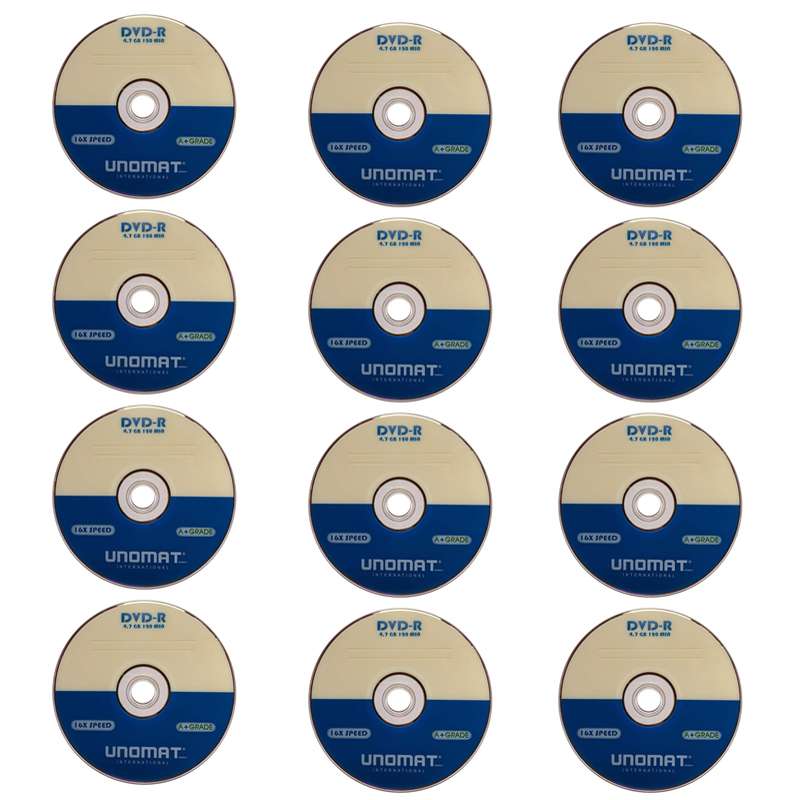 دی وی دی خام یونومات مدل DVD - R بسته 12 عددی دی وی دی خام یونومات مدل DVD - R بسته 12 عددی