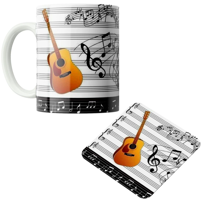 ماگ پاد آفرین مدل گیتار کد DKC599 به همراه زیر لیوانی