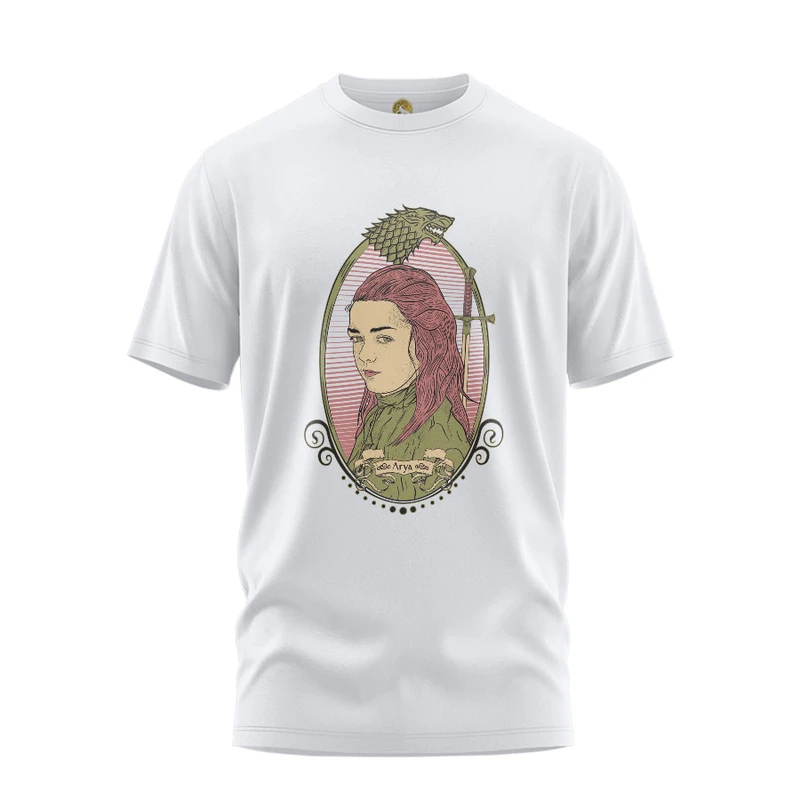 تی شرت آستین کوتاه مردانه هومرو مدل TW482 طرح آریا استارک گیم او ترونز