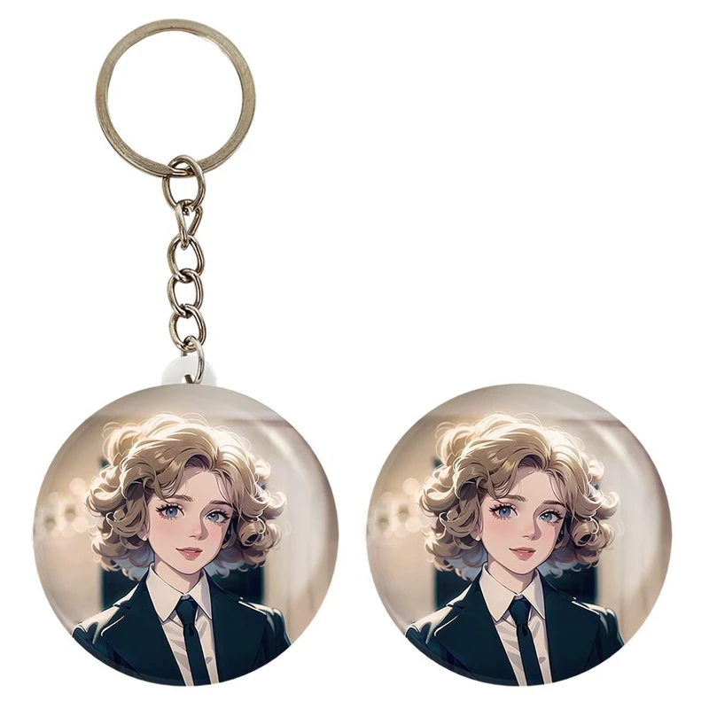 پیکسل خندالو مدل دختر مو فرفری کد 28794 به همراه جاکلیدی