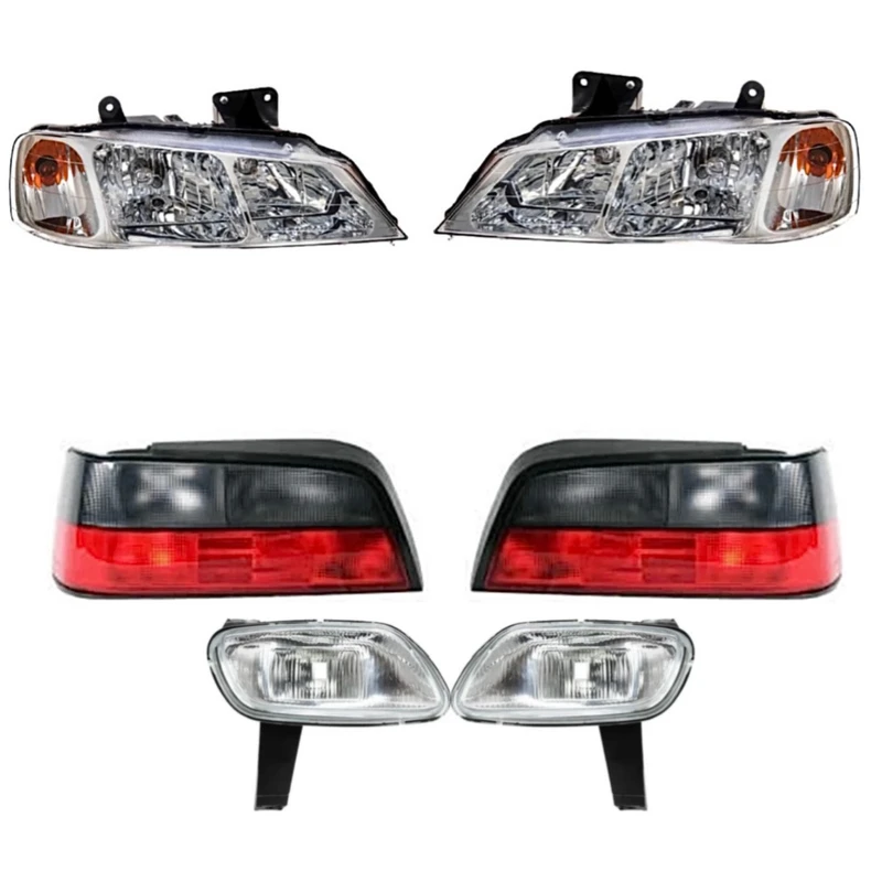 چراغ جلو و عقب سازمند مدل rtf به همراه مه شکن جلو مناسب برای پژو پارس بسته 6 عددی