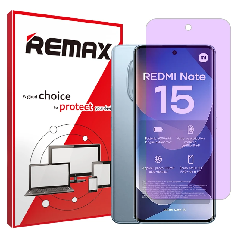 محافظ صفحه نمایش فیلتر بنفش ریمکس مدل Eye Care مناسب برای گوشی موبایل شیائومی Redmi Note 15 4G