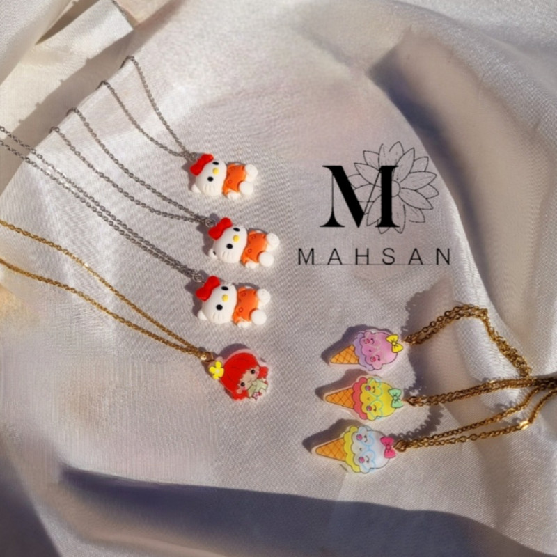 گردنبند دخترانه مدل کیتی و بستنی بسته 3 عددی