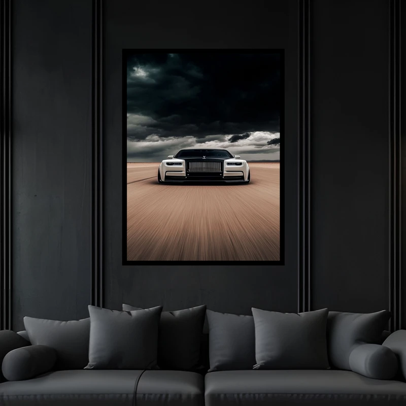 تابلو بکلیت طرح مدرن خودرو و ماشین لوکس رولز رویس مدل B-bu6375 فریم مشکی