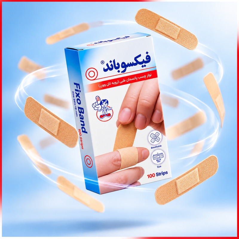 چسب زخم فیکسوباند مدل Adhesive بسته 100 عددی
