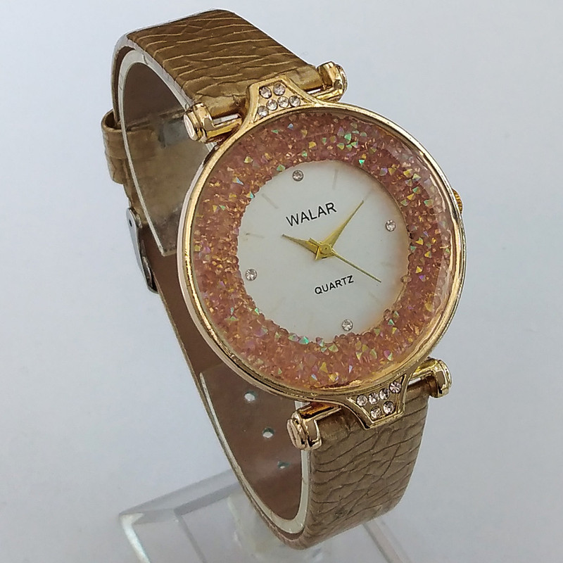 ساعت مچی عقربه ای دخترانه والار مدل بندچرمی دور شنی کد GOLD36 ساعت مچی عقربه ای دخترانه والار مدل بندچرمی دور شنی کد GOLD36
