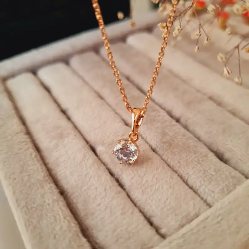 گردنبند زنانه ژوپینگ مدل تک نگین 6 ضلعی کد j