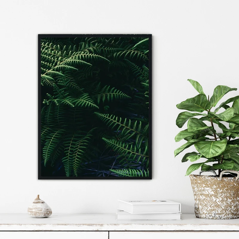 تابلو آتریسا طرح برگ سبز مدرن مدل ATFF353 فریم مشکی