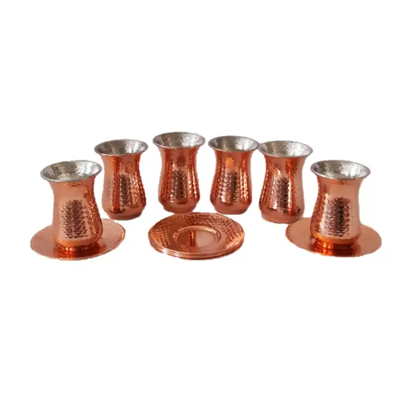 ست 12 تکه استکان و نعلبکی مسی مدل کمر باریک کد SN1