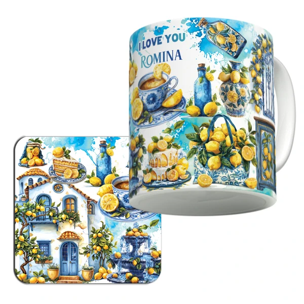 ماگ لاژید مدل اسم رومینا طرح دوستت دارم به همراه زیرلیوانی