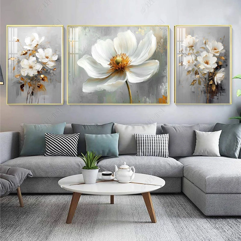 تابلو آتریسا طرح گل مدرن مدل AT00750 مجموعه 3 عددی 