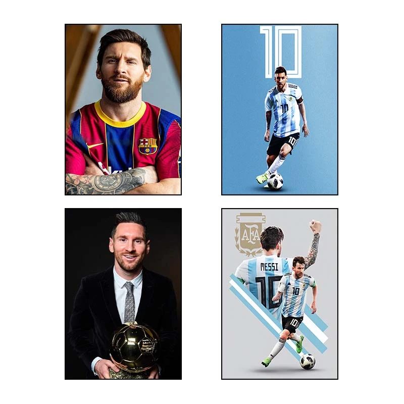 تابلو شاسي کارنيکا طرح مسی Messi کد 40363 مجموعه 4 عددی