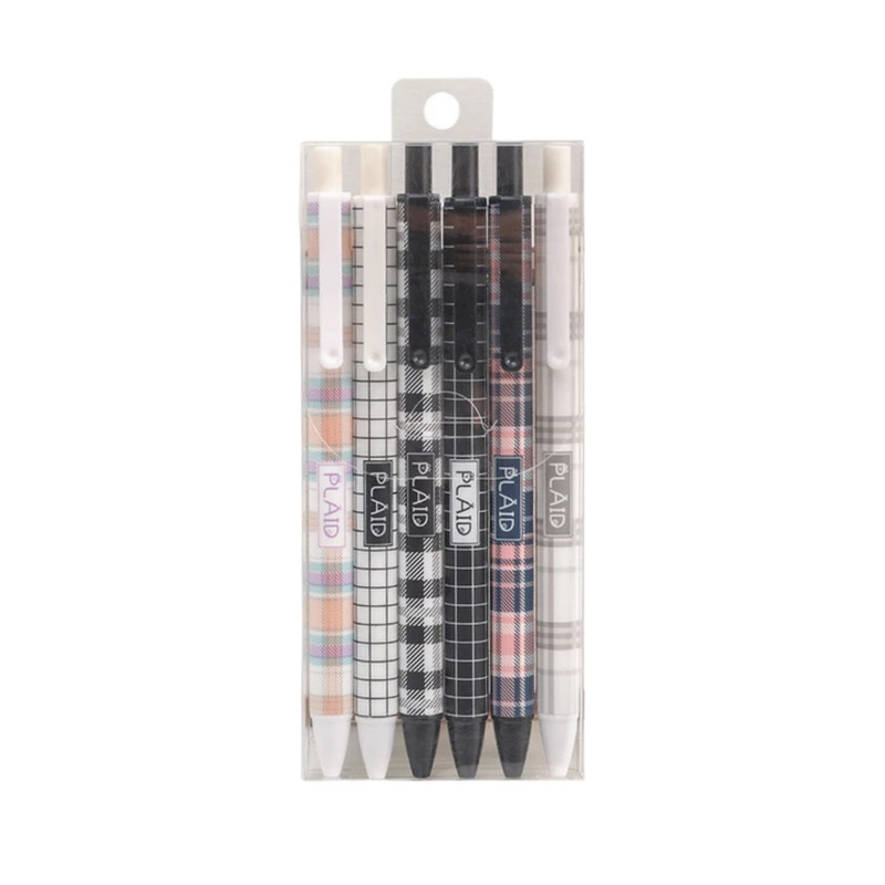 ست خودکار و روان نویس مدل ژلی PLAID طرح کلاسیک مجموعه 6 عددی
