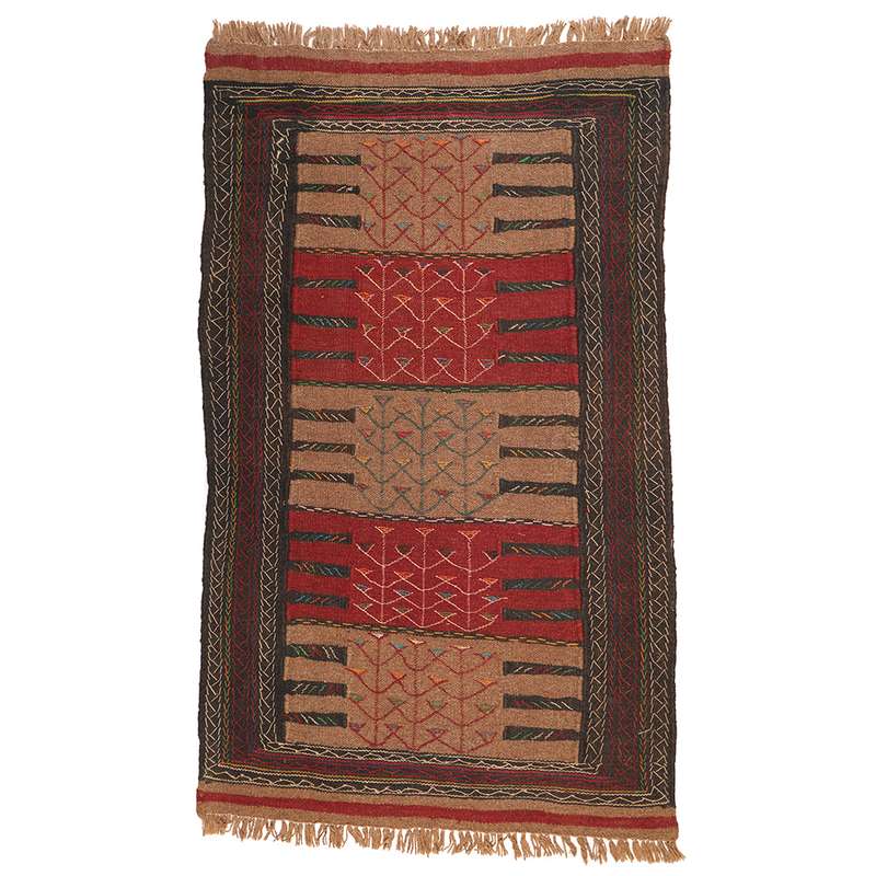 گلیم دستبافت دو متری طرح سفره کردی کد 140883